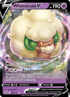 Carta Whimsicott V de la expansión Astros Brillantes, número 064/172