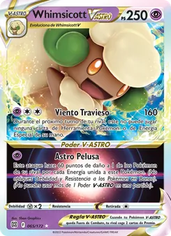 Carta Whimsicott V-ASTRO de la expansión Astros Brillantes, número 065/172
