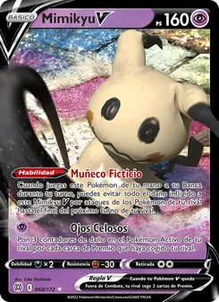 Carta Mimikyu V de la expansión Astros Brillantes, número 068/172
