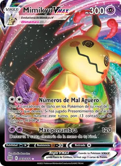 Carta Mimikyu VMAX de la expansión Astros Brillantes, número 069/172