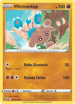 Carta Hitmontop de la expansión Astros Brillantes, número 072/172