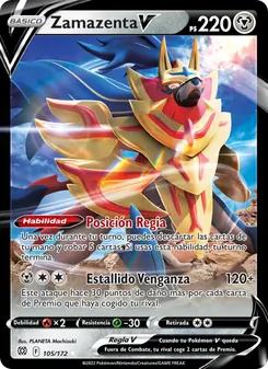 Carta Zamazenta V de la expansión Astros Brillantes, número 105/172