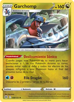 Carta Garchomp de la expansión Astros Brillantes, número 109/172