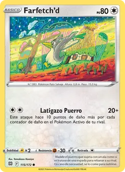 Carta Farfetch'd de la expansión Astros Brillantes, número 115/172