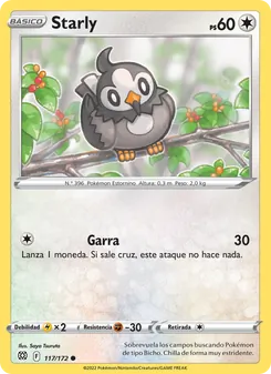 Carta Starly de la expansión Astros Brillantes, número 117/172