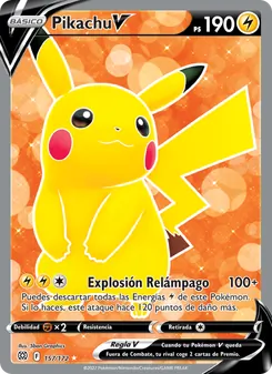 Carta Pikachu V de la expansión Astros Brillantes, número 157/172