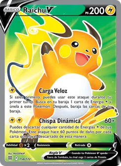 Carta Raichu V de la expansión Astros Brillantes, número 158/172