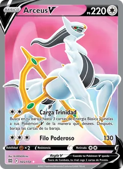 Carta Arceus V de la expansión Astros Brillantes, número 165/172