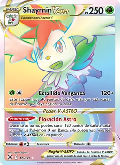 Carta Shaymin V-ASTRO de la expansión Astros Brillantes, número 173/172