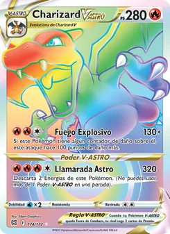 Carta Charizard V-ASTRO de la expansión Astros Brillantes, número 174/172