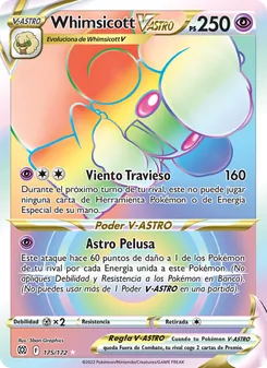 Carta Whimsicott V-ASTRO de la expansión Astros Brillantes, número 175/172