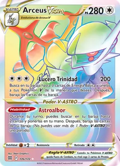 Carta Arceus V-ASTRO de la expansión Astros Brillantes, número 176/172