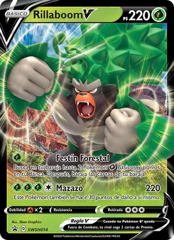 Carta Rillaboom V de la expansión Cartas de promoción ESES, número SWSH014/307