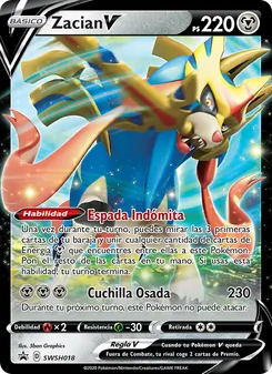 Carta Zacian V de la expansión Cartas de promoción ESES, número SWSH018/307