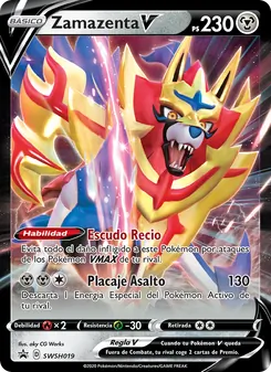 Carta Zamazenta V de la expansión Cartas de promoción ESES, número SWSH019/307