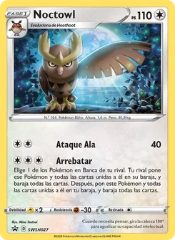 Carta Noctowl de la expansión Cartas de promoción ESES, número SWSH027/307