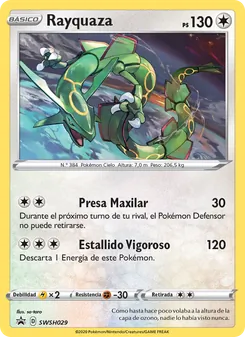 Carta Rayquaza de la expansión Cartas de promoción ESES, número SWSH029/307