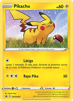 Carta Pikachu de la expansión Cartas de promoción ESES, número SWSH039/307