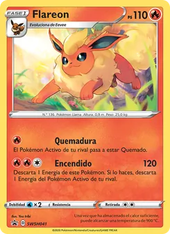 Carta Flareon de la expansión Cartas de promoción ESES, número SWSH041/307