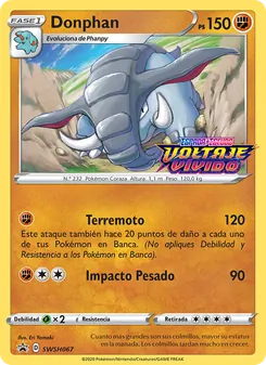Carta Donphan de la expansión Cartas de promoción ESES, número SWSH067/307