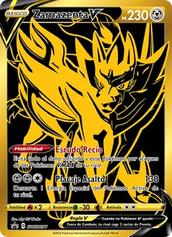 Carta Zamazenta V de la expansión Cartas de promoción ESES, número SWSH077/307