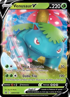 Carta Venusaur V de la expansión Cartas de promoción ESES, número SWSH100/307