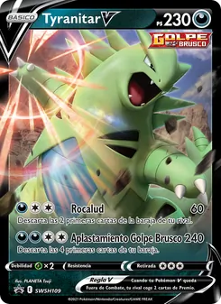 Carta Tyranitar V de la expansión Cartas de promoción ESES, número SWSH109/307