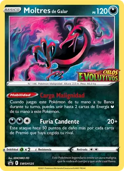 Carta Moltres de Galar de la expansión Cartas de promoción ESES, número SWSH125/307