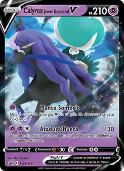 Carta Calyrex Jinete Espectral V de la expansión Cartas de promoción ESES, número SWSH131/307