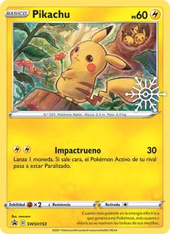 Carta Pikachu de la expansión Cartas de promoción ESES, número SWSH153/307