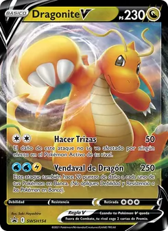 Carta Dragonite V de la expansión Cartas de promoción ESES, número SWSH154/307