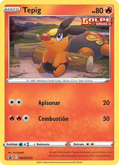 Carta Tepig de la expansión Cartas de promoción ESES, número SWSH172/307