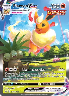 Carta Flareon VMAX de la expansión Cartas de promoción ESES, número SWSH180/307