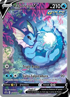 Carta Vaporeon V de la expansión Cartas de promoción ESES, número SWSH181/307