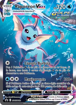 Carta Vaporeon VMAX de la expansión Cartas de promoción ESES, número SWSH182/307