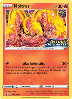 Carta Moltres de la expansión Cartas de promoción ESES, número SWSH185/307