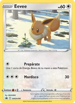 Carta Eevee de la expansión Cartas de promoción ESES, número SWSH190/307