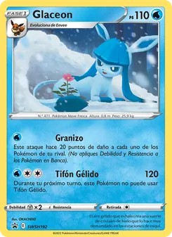 Carta Glaceon de la expansión Cartas de promoción ESES, número SWSH192/307