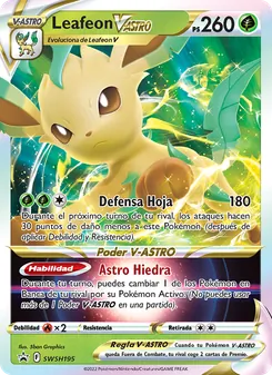 Carta Leafeon V-ASTRO de la expansión Cartas de promoción ESES, número SWSH195/307