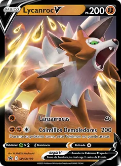 Carta Lycanroc V de la expansión Cartas de promoción ESES, número SWSH199/307