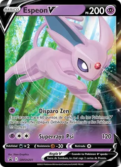 Carta Espeon V de la expansión Cartas de promoción ESES, número SWSH201/307