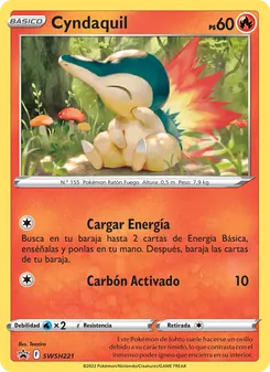 Carta Cyndaquil de la expansión Cartas de promoción ESES, número SWSH221/307