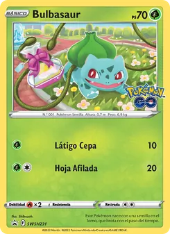 Carta Bulbasaur de la expansión Cartas de promoción ESES, número SWSH231/307