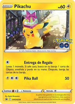 Carta Pikachu de la expansión Cartas de promoción ESES, número SWSH234/307