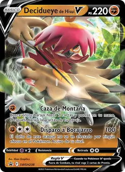Carta Decidueye de Hisui V de la expansión Cartas de promoción ESES, número SWSH238/307