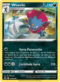 Carta Weavile de la expansión Cartas de promoción ESES, número SWSH246/307