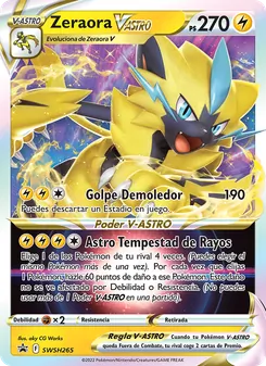 Carta Zeraora V-ASTRO de la expansión Cartas de promoción ESES, número SWSH265/307