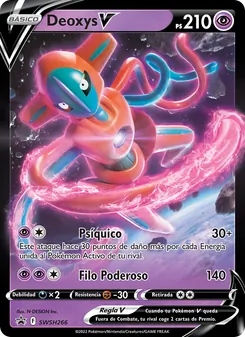 Carta Deoxys V de la expansión Cartas de promoción ESES, número SWSH266/307