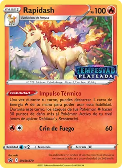 Carta Rapidash de la expansión Cartas de promoción ESES, número SWSH270/307