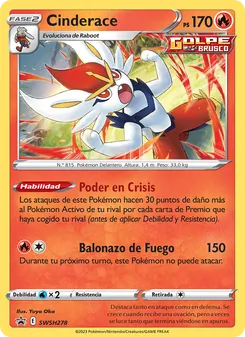 Carta Cinderace de la expansión Cartas de promoción ESES, número SWSH278/307